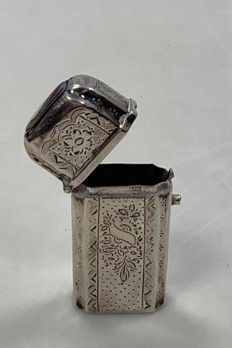 Antik beholder boks i sølv til tændstikker 19. århundrede - Danam Antik