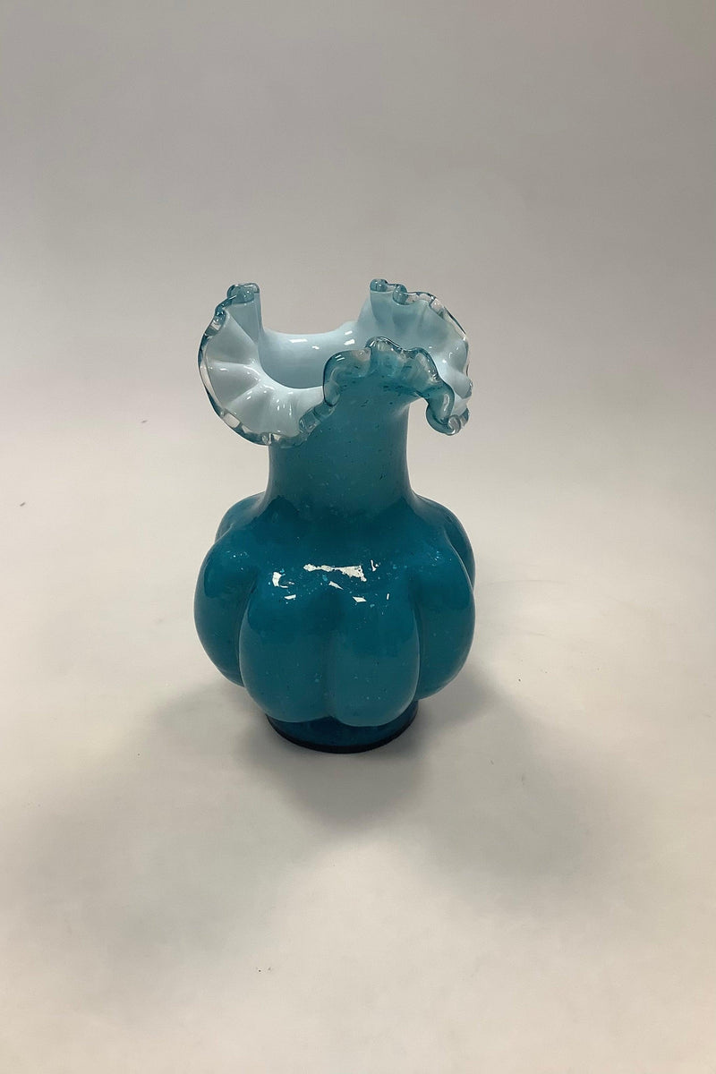 Flot Blå Kunst Glas Vase - Danam Antik