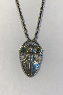 Georg Jensen Sterling Sølv Halskæde/Vedhæng No 76 Grøn Agat - Danam Antik