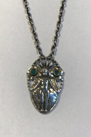Georg Jensen Sterling Sølv Halskæde/Vedhæng No 76 Grøn Agat - Danam Antik