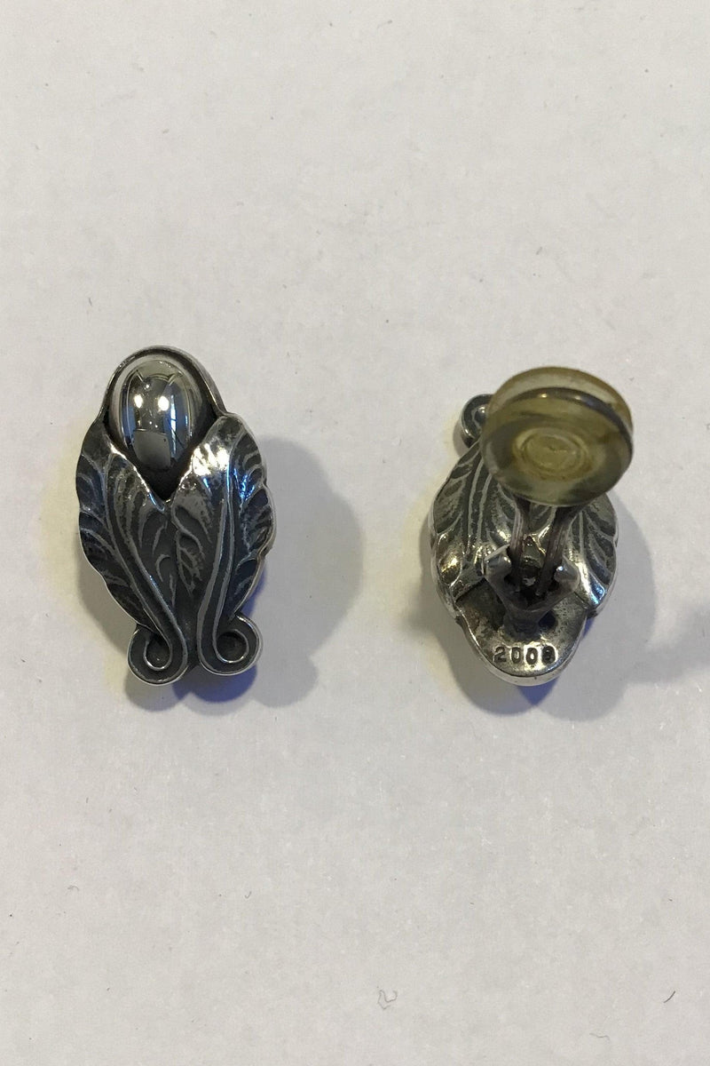 Georg Jensen Sterling Sølv 2008 Års Øreringe Sølvsten (Clips) - Danam Antik
