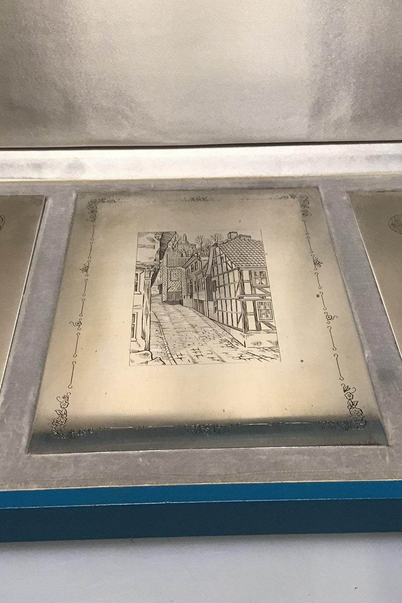 Georg Jensen Sterling Sølv Præsentationsæske med 3 sølvplader Unika - Danam Antik