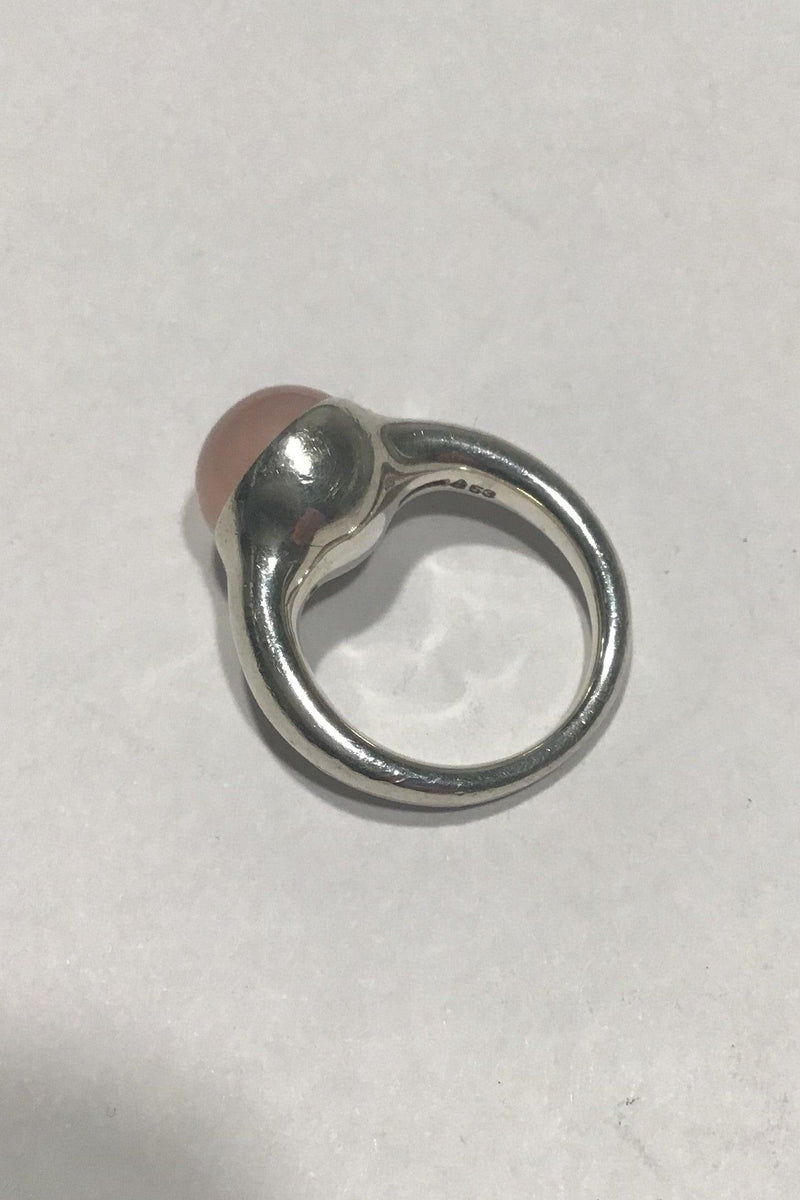 Georg Jensen Sterling Sølv Ring No 453 Rosa Droplet Rosa Quartz - Danam Antik
