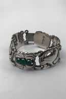 Georg Jensen Sølv Armlænke No. 14 Grønne Sten (1915-1930) - Danam Antik