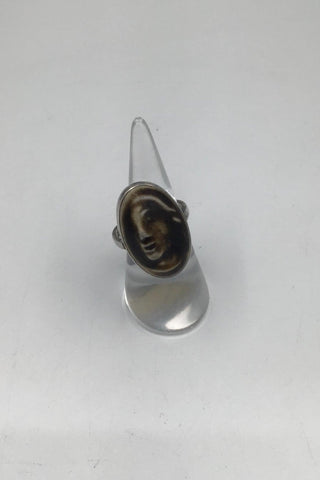 Wiwen Nilsson Sterling Silver Ring with Porcelain Inlay by Jais Nielsen or Åke Holm R8