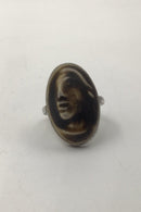 Wiwen Nilsson Sterling Sølv Ring med Porcelæns indlæg af Jais Nielsen eller Åke Holm R8 - Danam Antik