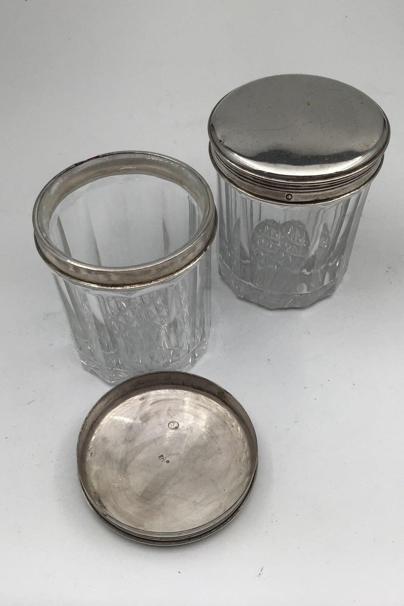 Udenlandske Glas Krukker med Sølvlåg (2) - Danam Antik