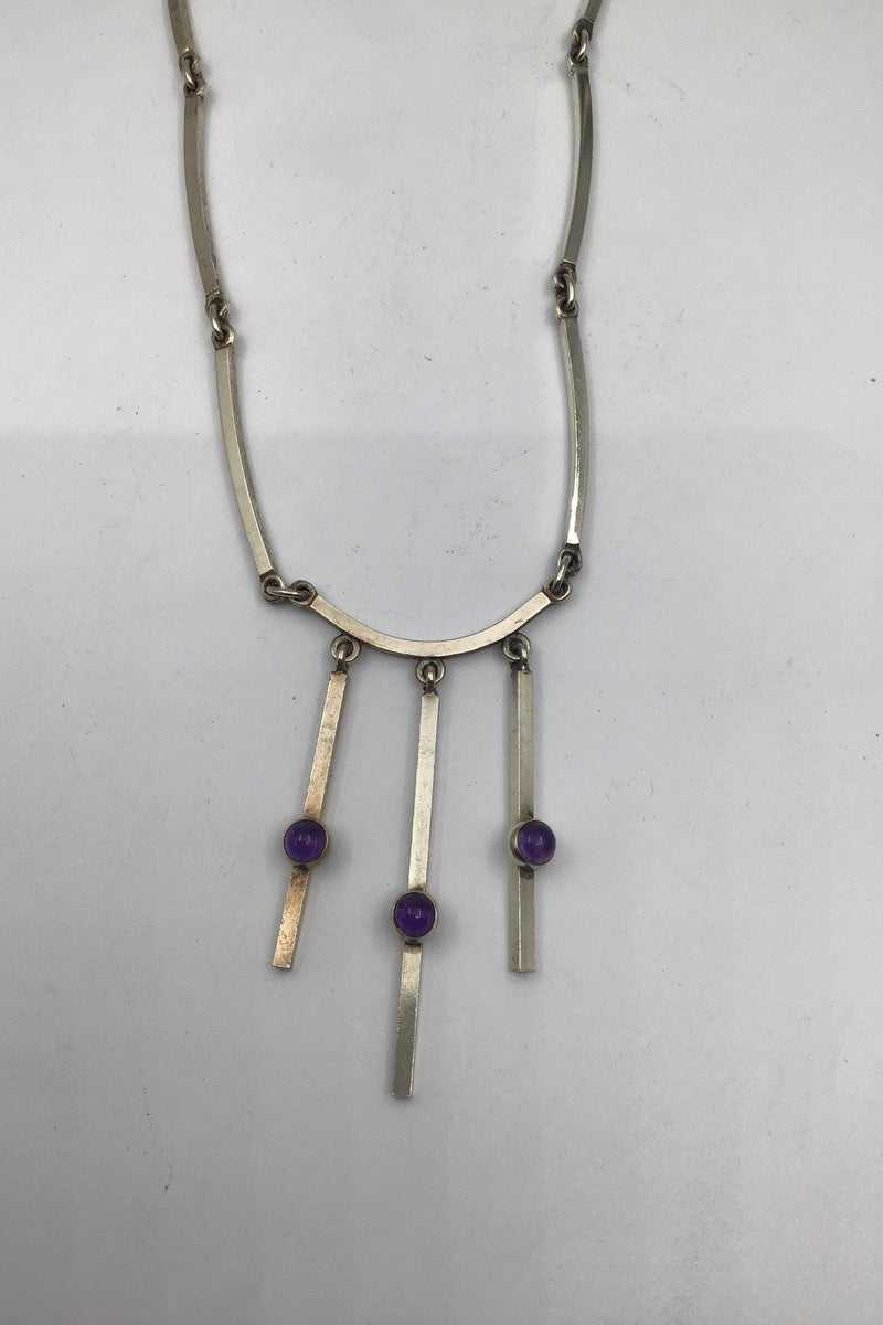 Niels Erik From Sterling Sølv Halskæde med integreret ametyst vedhæng - Danam Antik