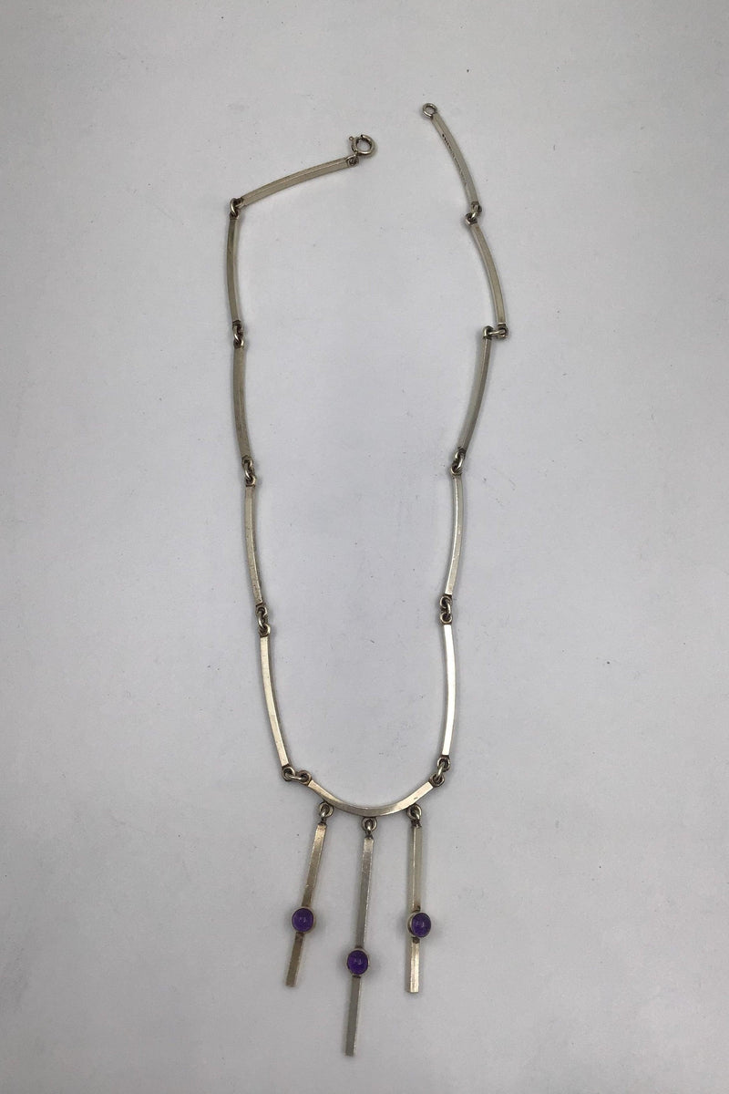 Niels Erik From Sterling Sølv Halskæde med integreret ametyst vedhæng - Danam Antik