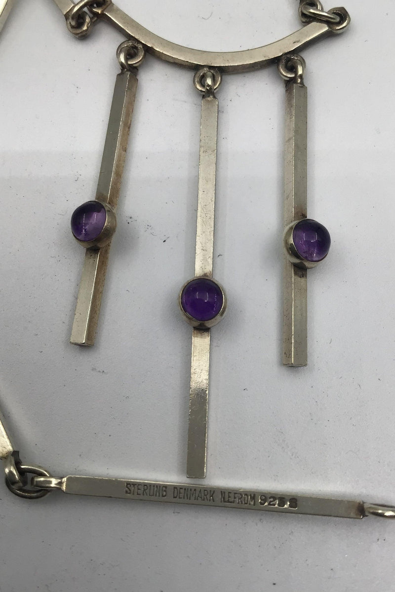 Niels Erik From Sterling Sølv Halskæde med integreret ametyst vedhæng - Danam Antik