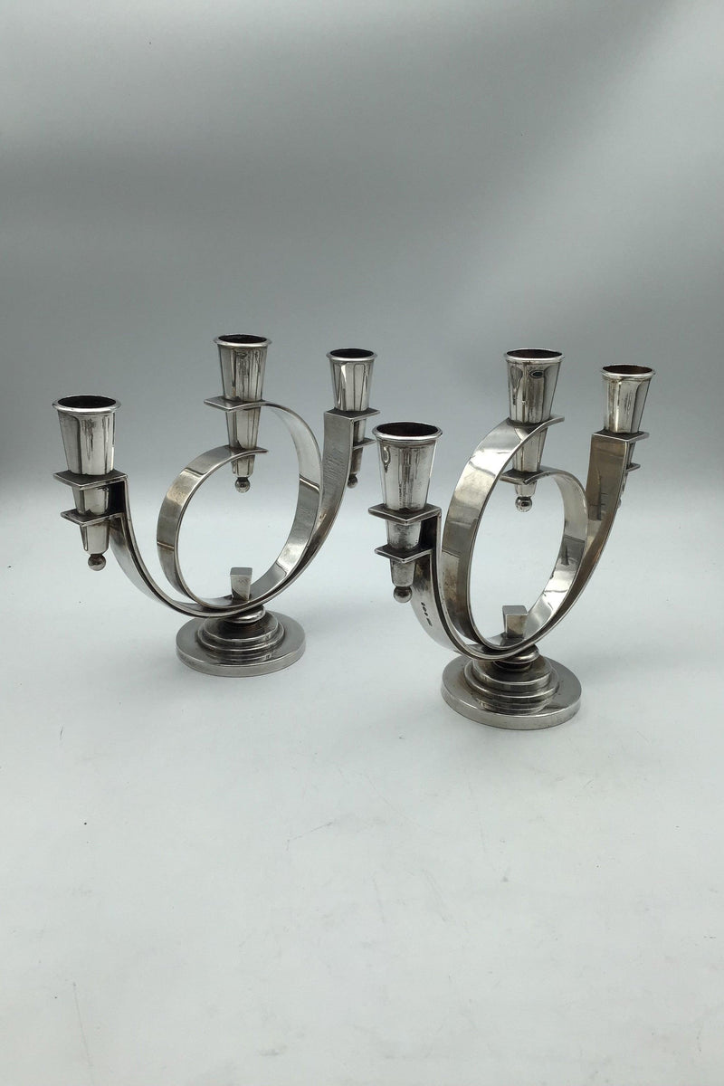 Georg Jensen Sterling Sølv Lysestager No. 670 Oscar Gundlach-Pedersen (2) - Danam Antik