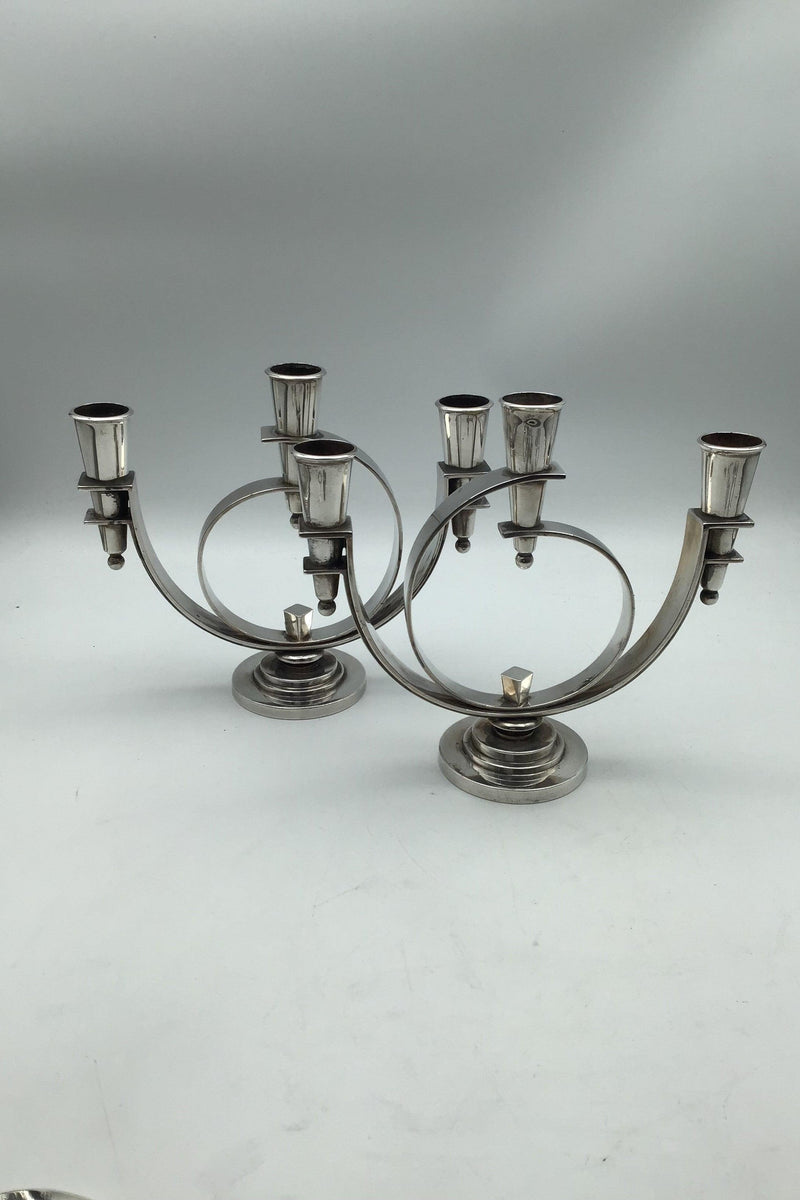 Georg Jensen Sterling Sølv Lysestager No. 670 Oscar Gundlach-Pedersen (2) - Danam Antik