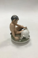 Royal Copenhagen Figur Faun med Kanin No 439 - Danam Antik