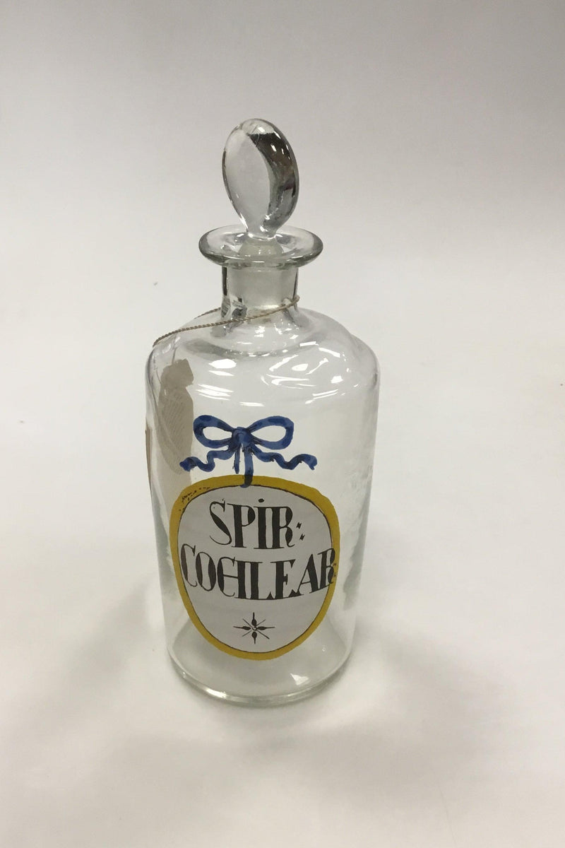 Holmegaard Apotekerflasken, krukke med tekst SPIR COCHLEAR fra 1981 - Danam Antik