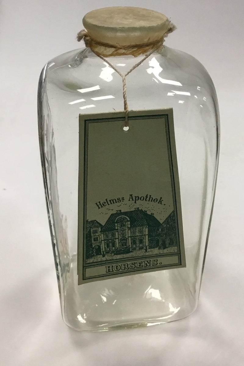 Holmegaard Apotekerflasken, krukke med tekst AQUA LIL CONV C.V. fra 1979 - Danam Antik