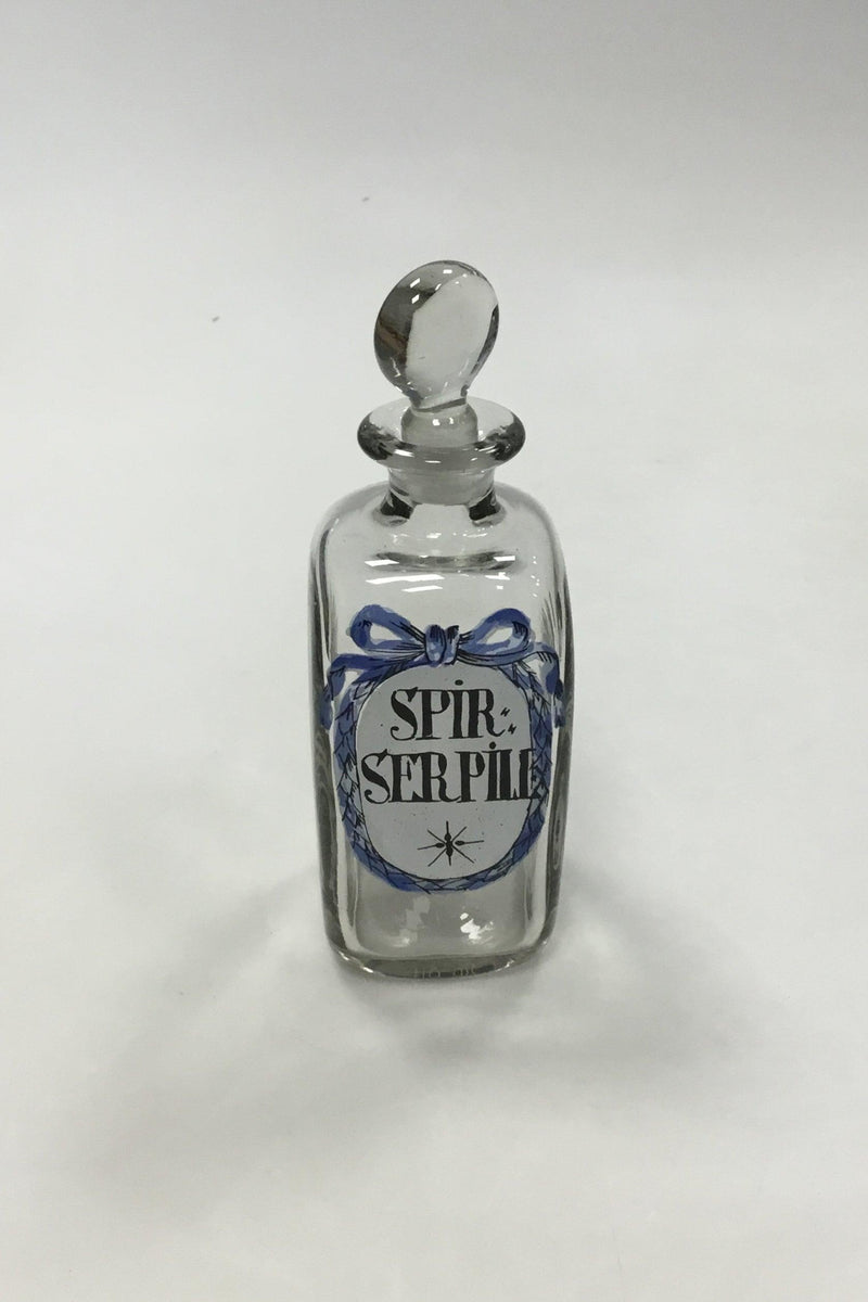 Holmegaard Apotekerflasken, krukke med tekst SPIR SERPILL fra 1990 - Danam Antik