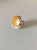Bent Knudsen Sterling Sølv Ring med Rav No 35 - Danam Antik
