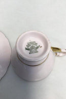 Engelsk, R H & S L Plant (Ltd) pink porcelæns kop og underkop, med guldkant. - Danam Antik