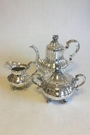 Evald Nielsen Sølv Kaffesæt bestående af Kaffekande, sukkerskål og flødekande - Danam Antik