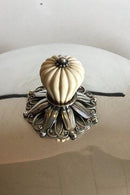 Evald Nielsen Sterling Sølv Lågfad med Lågknop og håndtag af udskåret Elfenben - Danam Antik