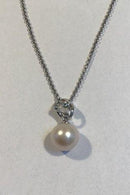 Georg Jensen 18K Hvidguld Vedhæng Magic Perle og Diamanter - Danam Antik