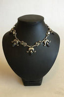 Georg Jensen Sølv 830S Halskæde No 9 med Månesten og Labradoritter - Danam Antik