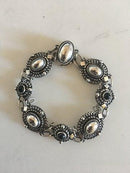 Georg Jensen Sterling Sølv Armbånd No. 419 med Sorte Onyx Sten - Danam Antik