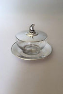 Georg Jensen Sterling Sølv og Glas Kaviar Skål med låg og underfad No 610 - Danam Antik