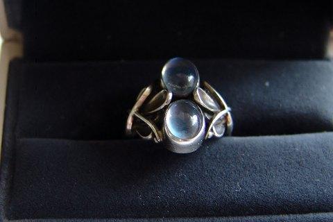 Georg Jensen Sterling Sølv ring med Månesten No 48 - Danam Antik