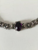 Gerog Jensen Halskæde i Sterling Sølv med Ametyst No 12 - Danam Antik