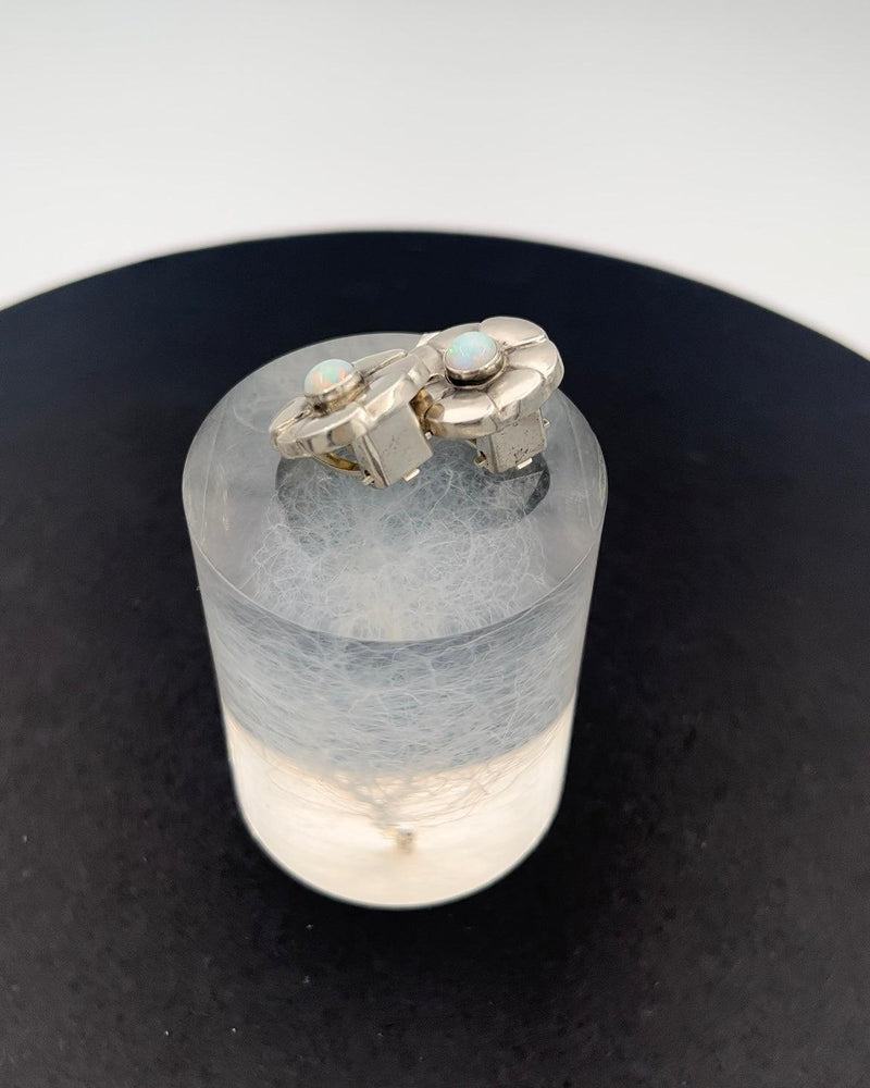 Georg Jensen Sterling Sølv Øre clips No 36 Opal - Danam Antik