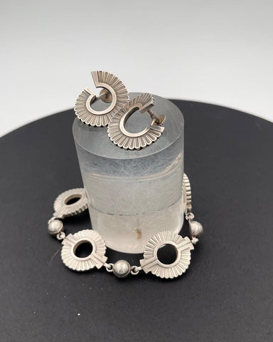 Georg Jensen Sterling Sølv Art Deco Smykke sæt af Armbånd og Øreskruer No 101 og No 97