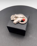 Georg Jensen Sterling Sølv Tulipan Broche No 100B med Koral - Danam Antik