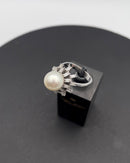 Georg Jensen & Wendel 18 K Hvidguld Ring med Perle og Diamanter 1,4 ct - Danam Antik