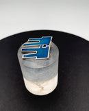 Georg Jensen Sterling Sølv Øreklips med blå emalje No 132 - Danam Antik