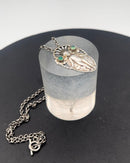 Georg Jensen Sterling Sølv Halskæde/Vedhæng No 76 Grøn Agat - Danam Antik