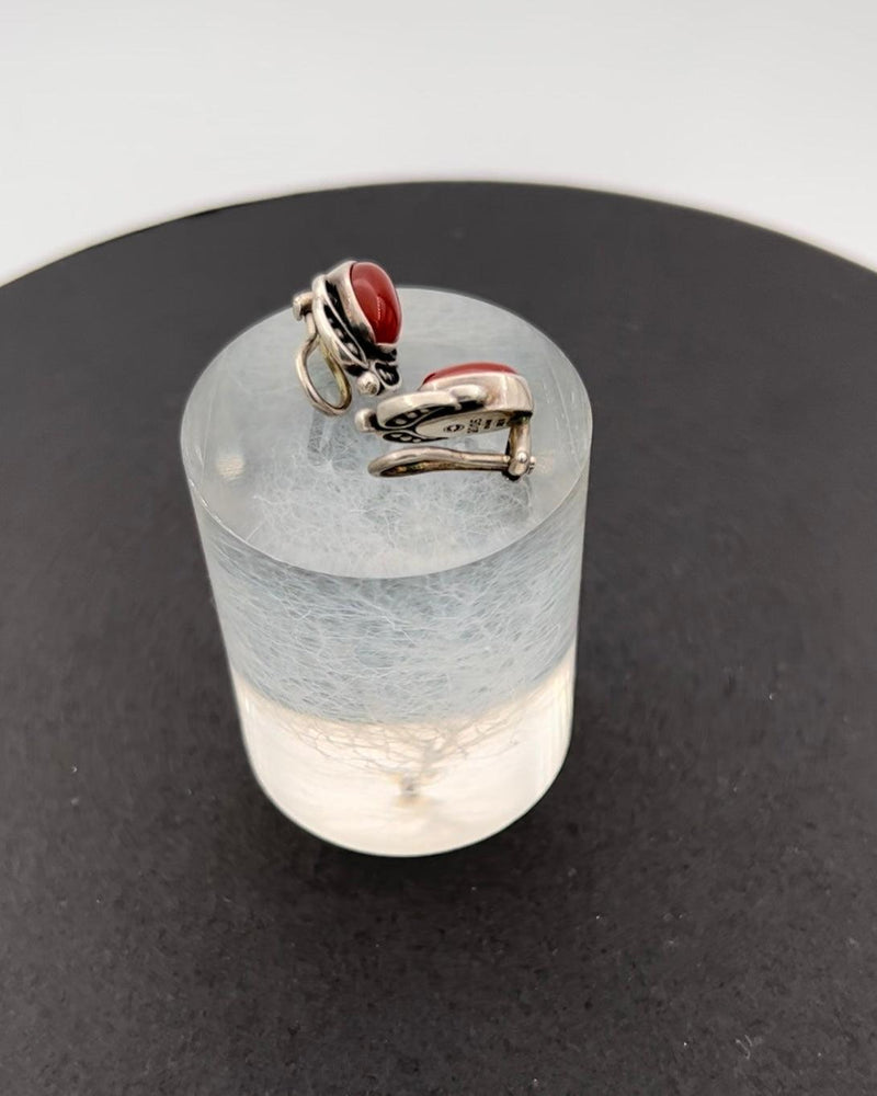Georg Jensen Sterling Sølv 2005 Års Øreclips med Karneol - Danam Antik