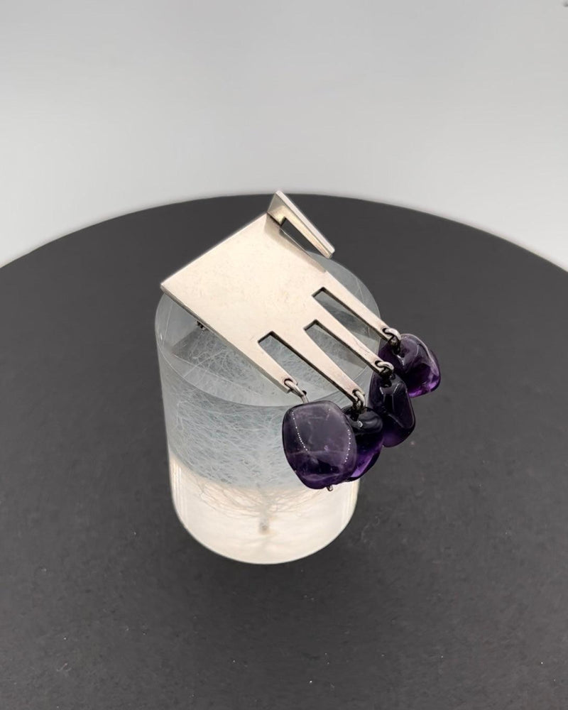 Ole Bent Petersen for Sølvform Sterling Sølv Broche med Amethyst Sten - Danam Antik