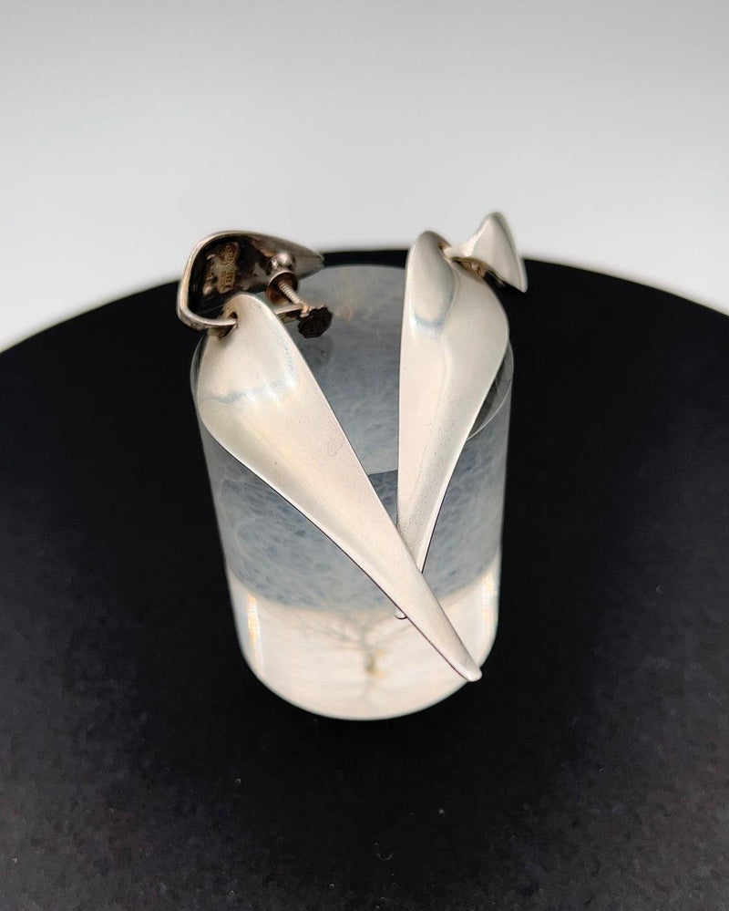 Georg Jensen Sterling Sølv Øreringe(skruer) No 128A Nanna Ditzel - Danam Antik