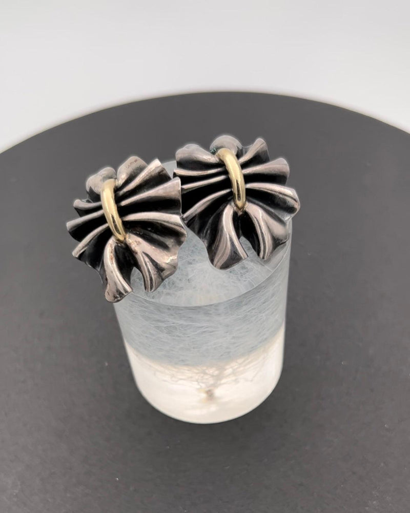 Georg Jensen Sterling Sølv og 18K Guld Lene Munthe Øreringe No 400 - Danam Antik