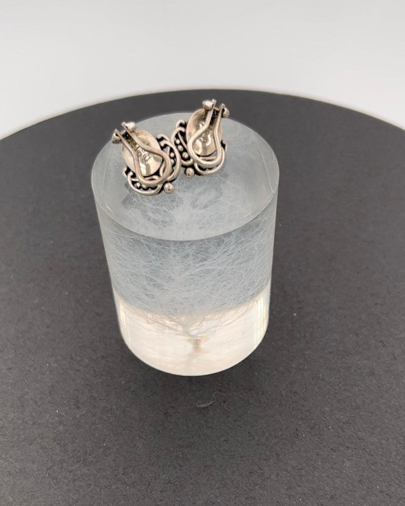 Georg Jensen Sterling Sølv 2005 Års Øreclips med Karneol - Danam Antik