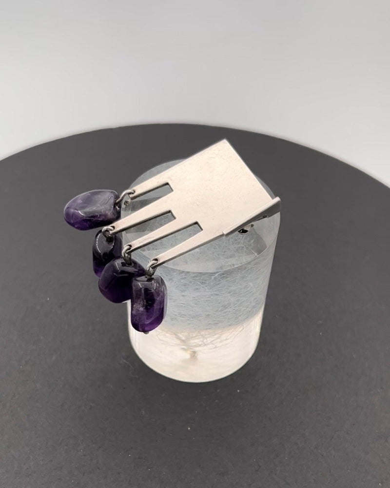 Ole Bent Petersen for Sølvform Sterling Sølv Broche med Amethyst Sten - Danam Antik