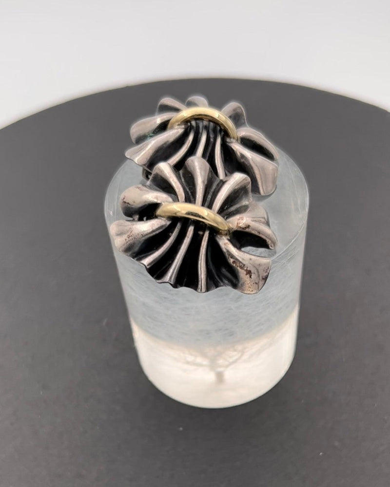 Georg Jensen Sterling Sølv og 18K Guld Lene Munthe Øreringe No 400 - Danam Antik