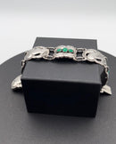 Georg Jensen Sølv Armlænke No. 14 Grønne Sten (1915-1930) - Danam Antik