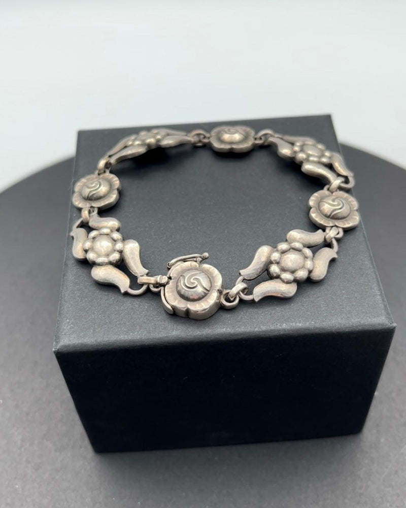 Georg Jensen スターリングシルバー ブレスレット フラワー 