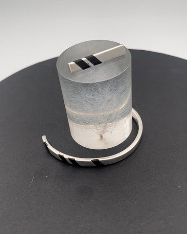 Hans Hansen Sterling Silber Ring, Armreif und Anhänger mit schwarzer Emaille