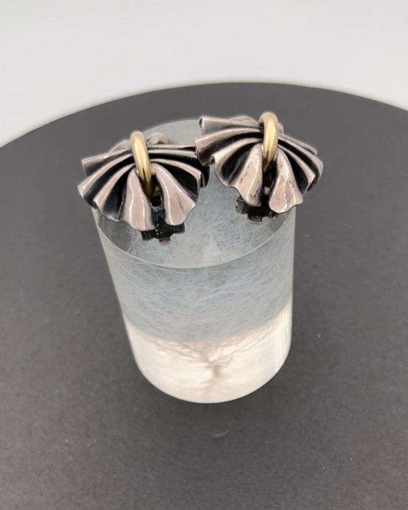 Georg Jensen Sterling Sølv og 18K Guld Lene Munthe Øreringe No 400 - Danam Antik