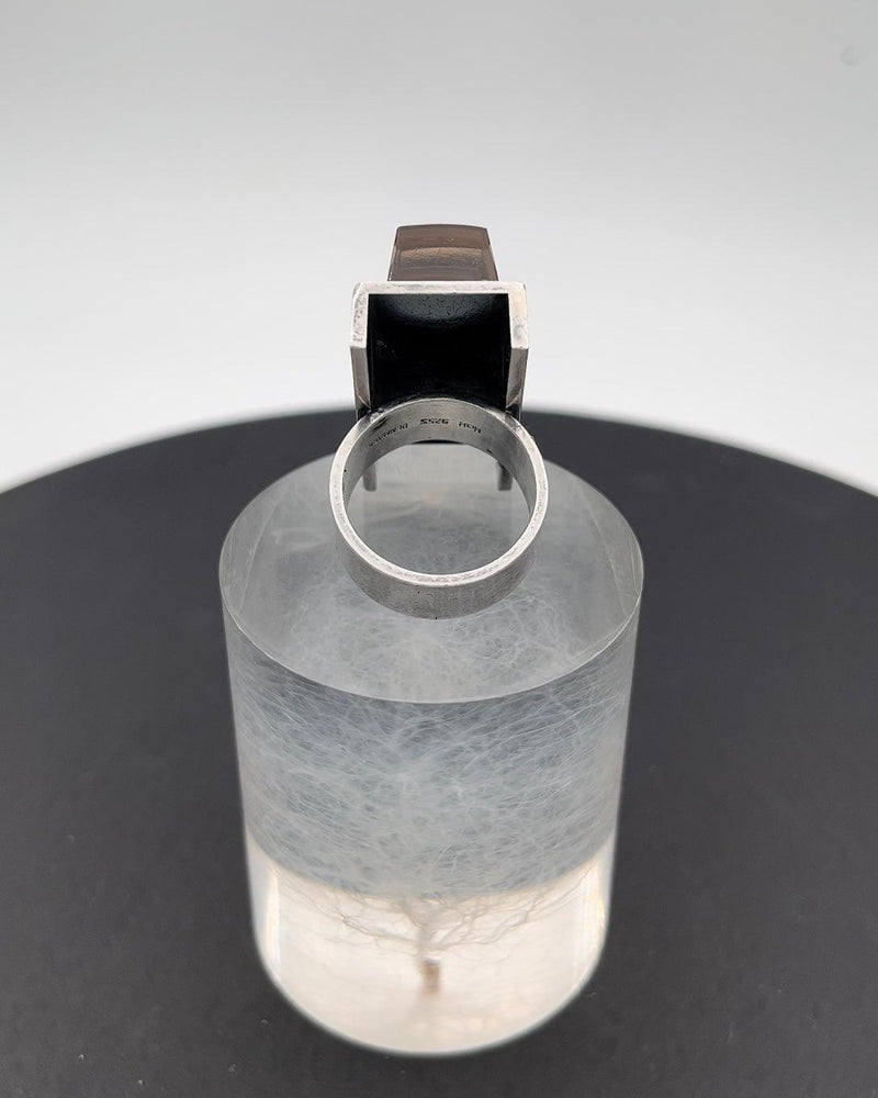 Hans Hansen Sterling Sølv Ring m/ 2 Røgfarvede sten - Danam Antik