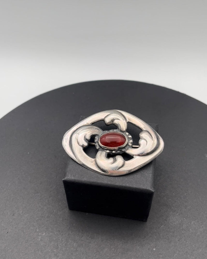 Tidlig Georg Jensen Sølv Broche No 11, Rav (1904-08) - Danam Antik