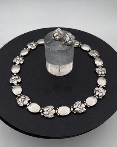 Georg Jensen Sterling Sølv Pinje Smykkesæt med halskæde, armbånd og øreringe No 94B